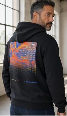 Hyper Space NASA Mars Graphic Black Sweatshirt Hoodie size Large